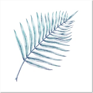 Fern Palm Leaf Blue Posters and Art